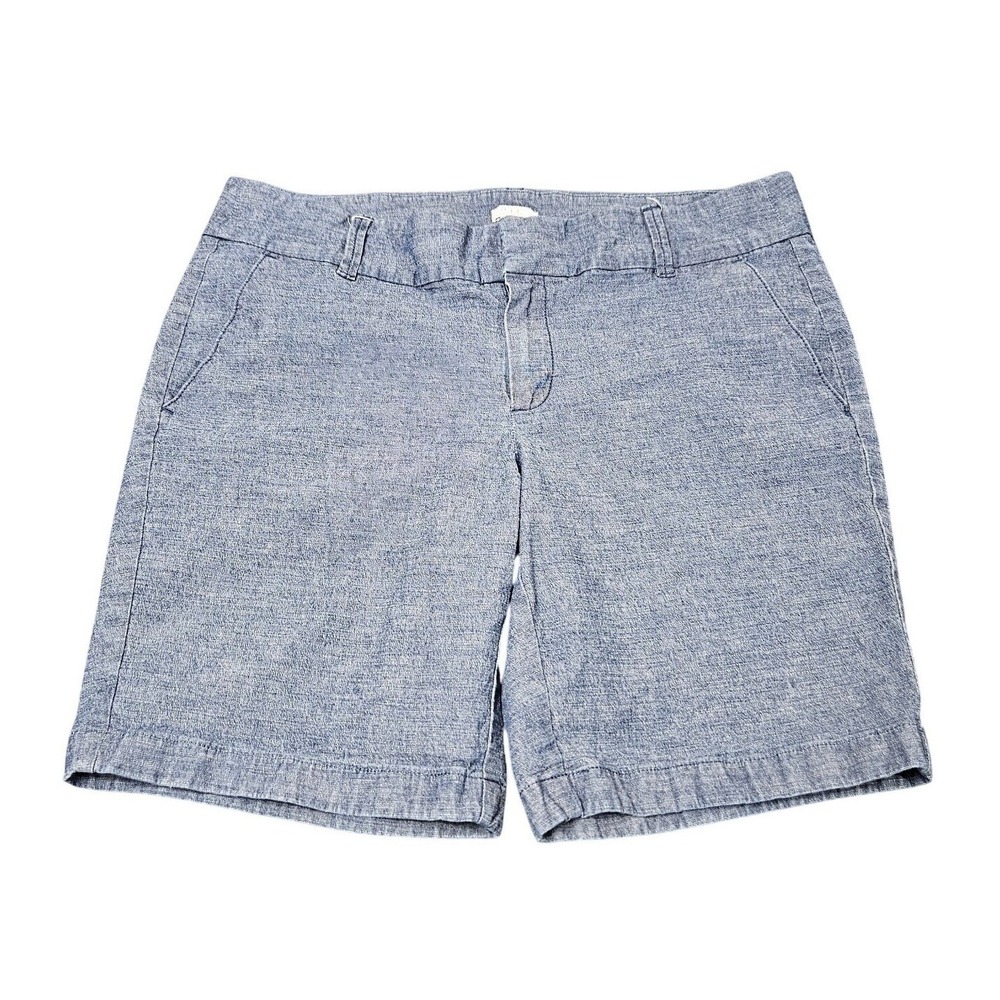 J Crew Chambray Shorts Size 10 Blue Casual Preppy Summer Coastal Clean Girl
